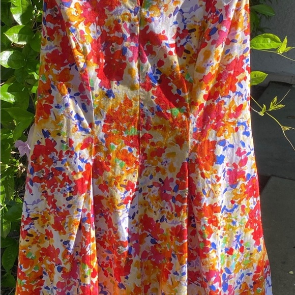 Floral Multicolor|Size 10|Midi|Fit&Flare|V-Neck|Sleeveless |Invisible zipper - Picture 3 of 8